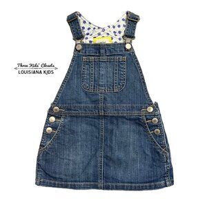 Mini Boden 3-4Y Denim Heart Pocket Overall Dress